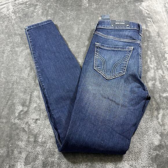 Hollister Jeans Women’s 2L/26w Blue Hi-Rise Super Skinny Distressed Soft Stretch - Picture 9 of 13